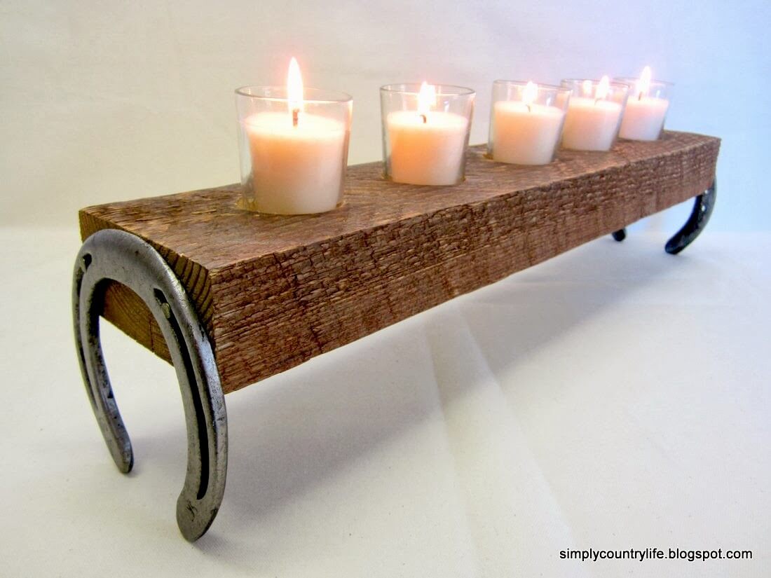 Rustic Wood and Horseshoe Wood Candle Shelf