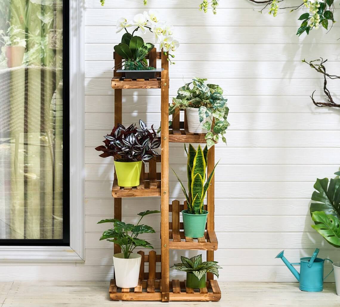 Pallet and Picket Fence Wooden Plant Shelf