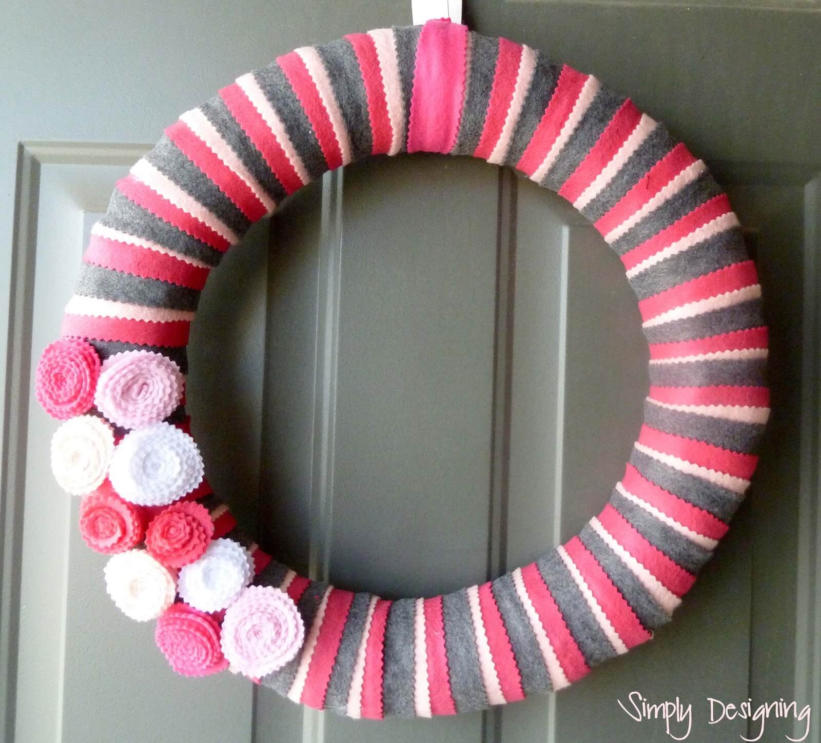 Felt Wrapped Wreath with Flowers
