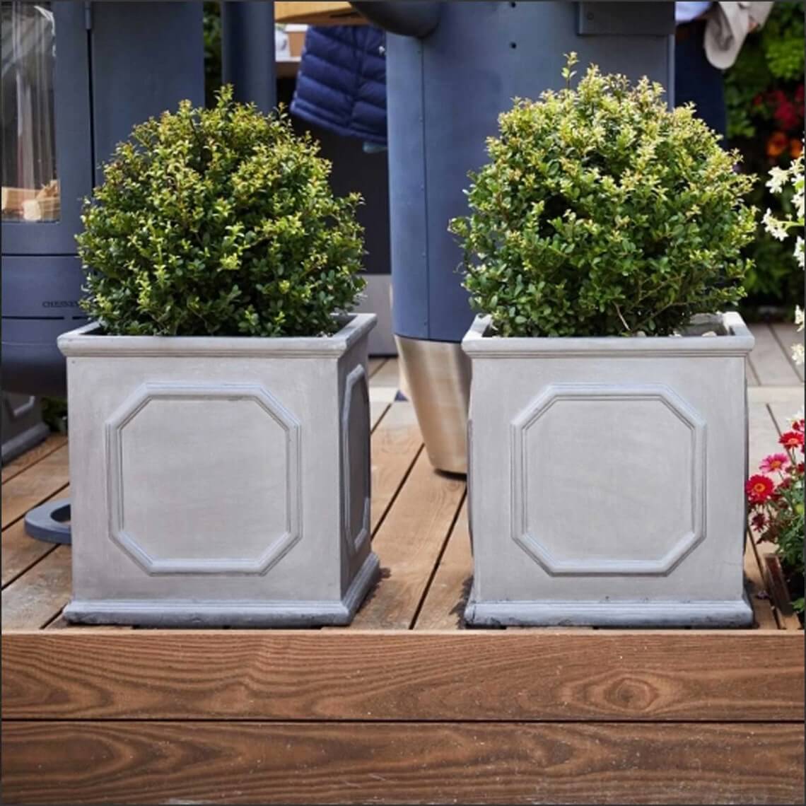 Decorative Gray Cube Outdoor Box Planter