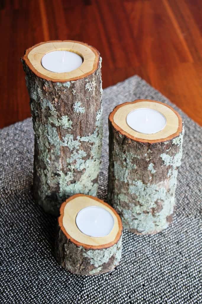 Natural Wood Branch Tea Candle Holders