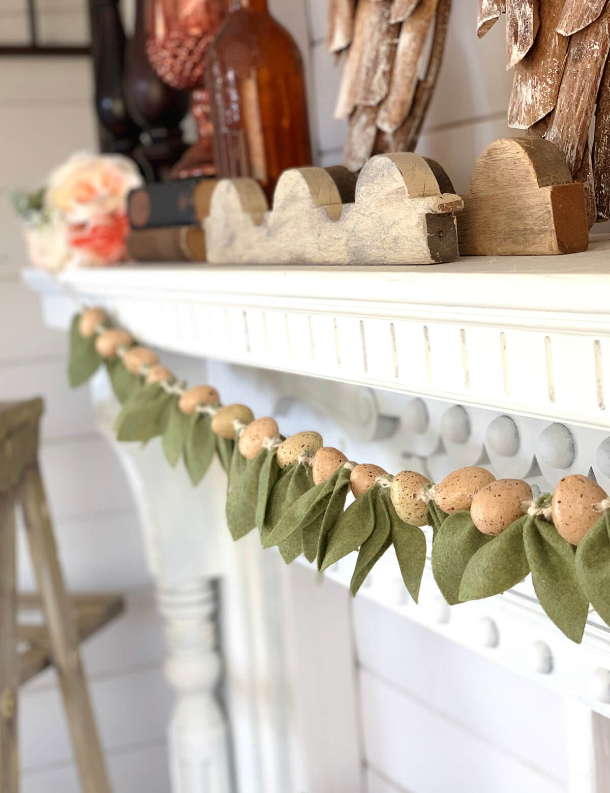 Felt Leaf and Speckled Egg Garland