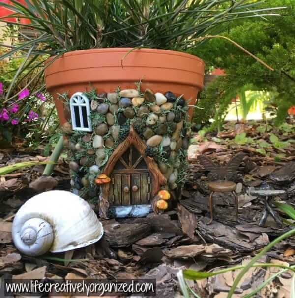 Whimsical Fairytale Garden Planter Home with Stones