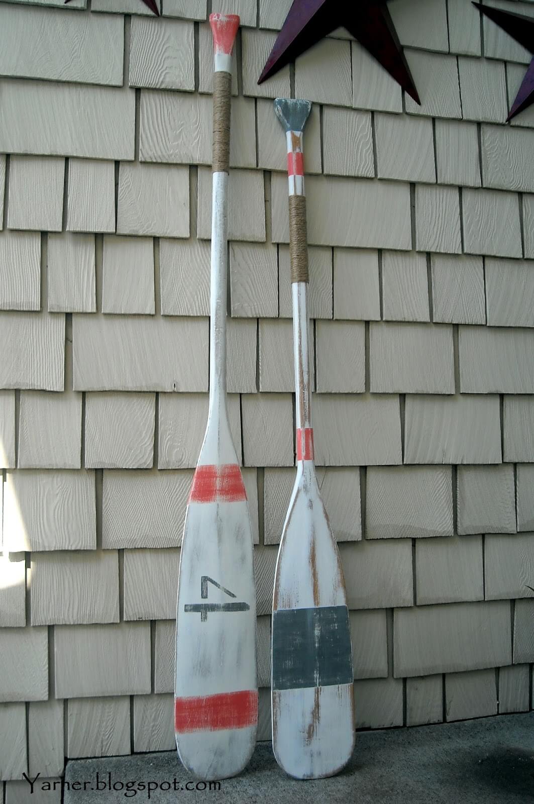 Weathered Custom Painted Decorative Oars