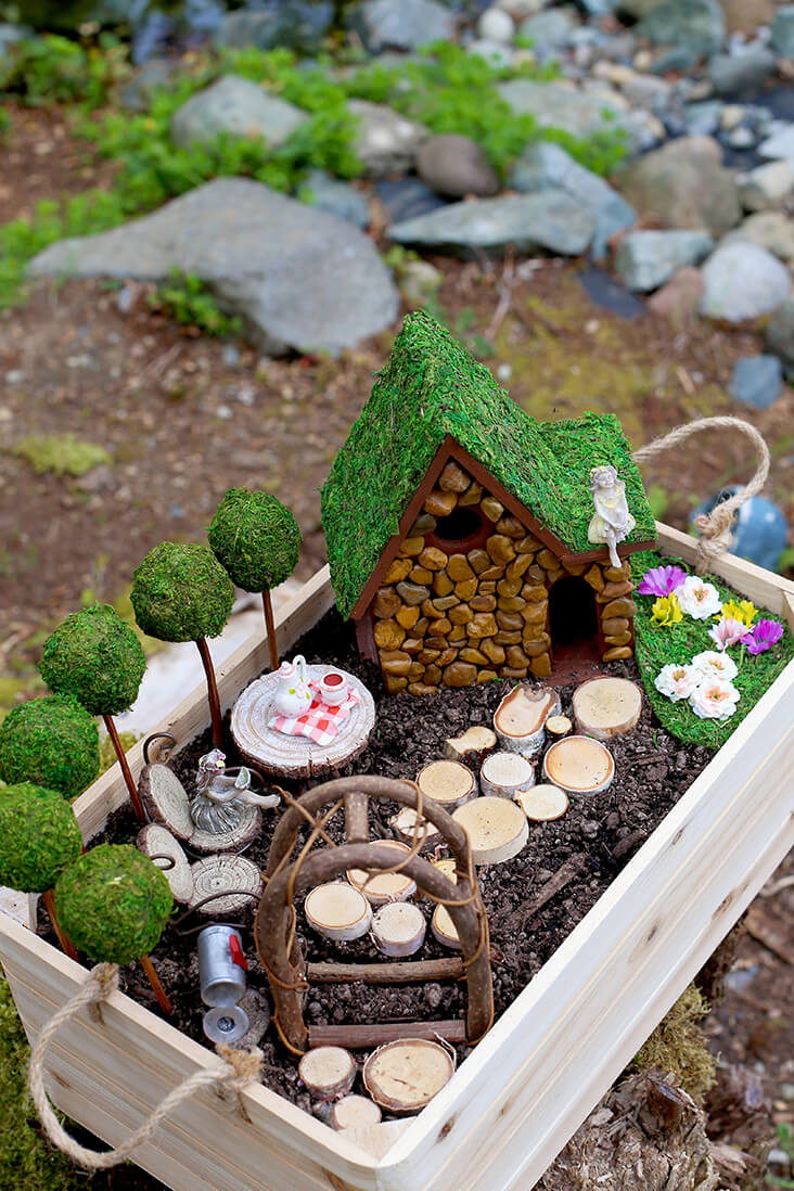 Rustic Stone Cottage Fairy Garden