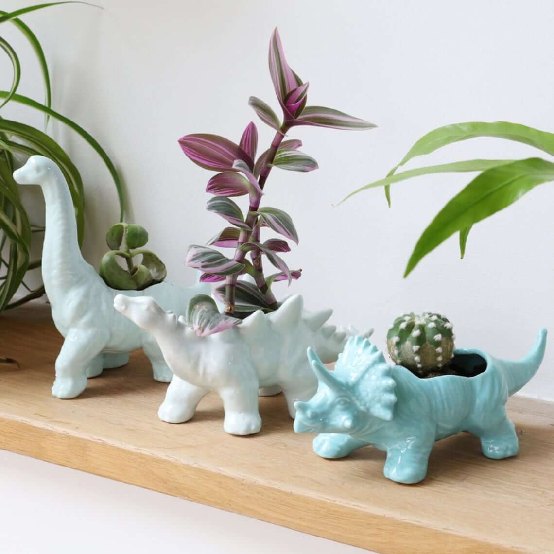 Dinosaur Planters in Shades of Blue