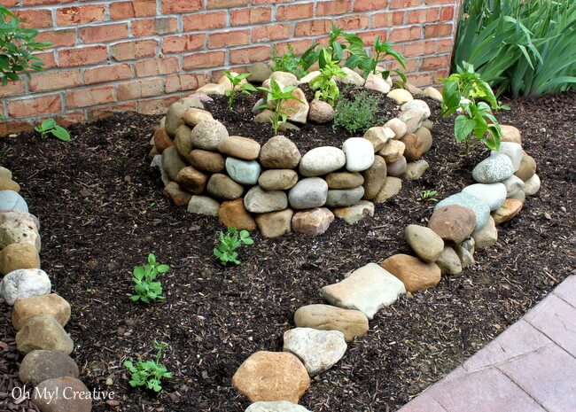 Stacked Stone Wall for Raised Garden Bed