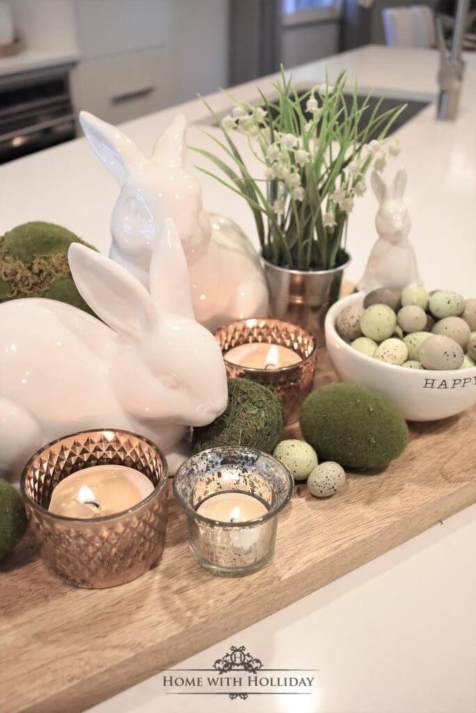 Decorating with Greens and Bunnies for Easter