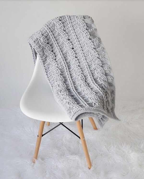 Crochet Cabled Patterned Throw Pillow