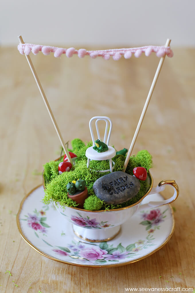 Dainty Teacup Fairy Garden with Saucer