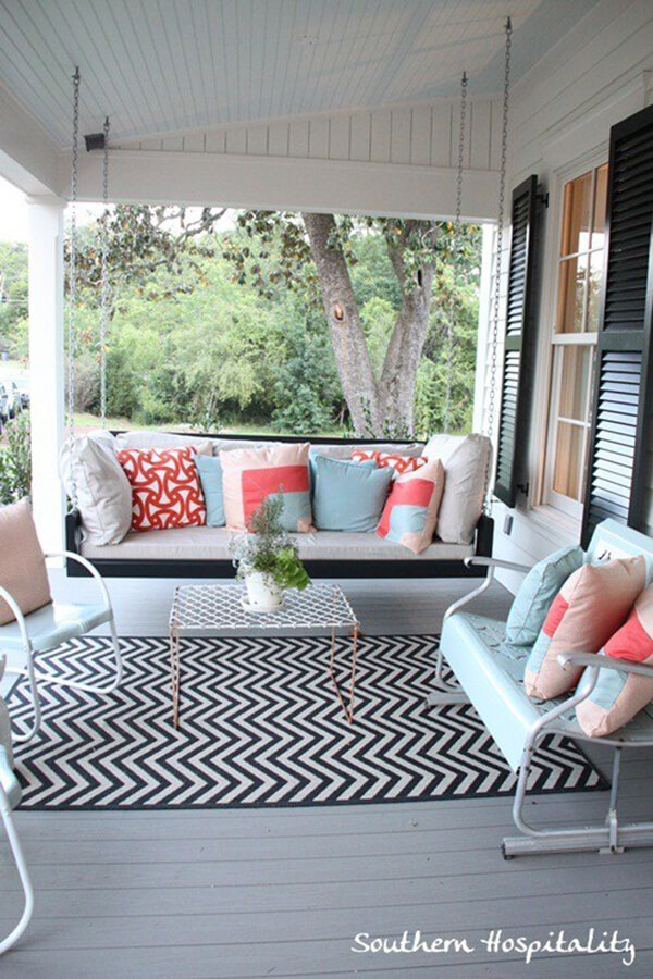 Picturesque Porch Swing and Retro Chairs