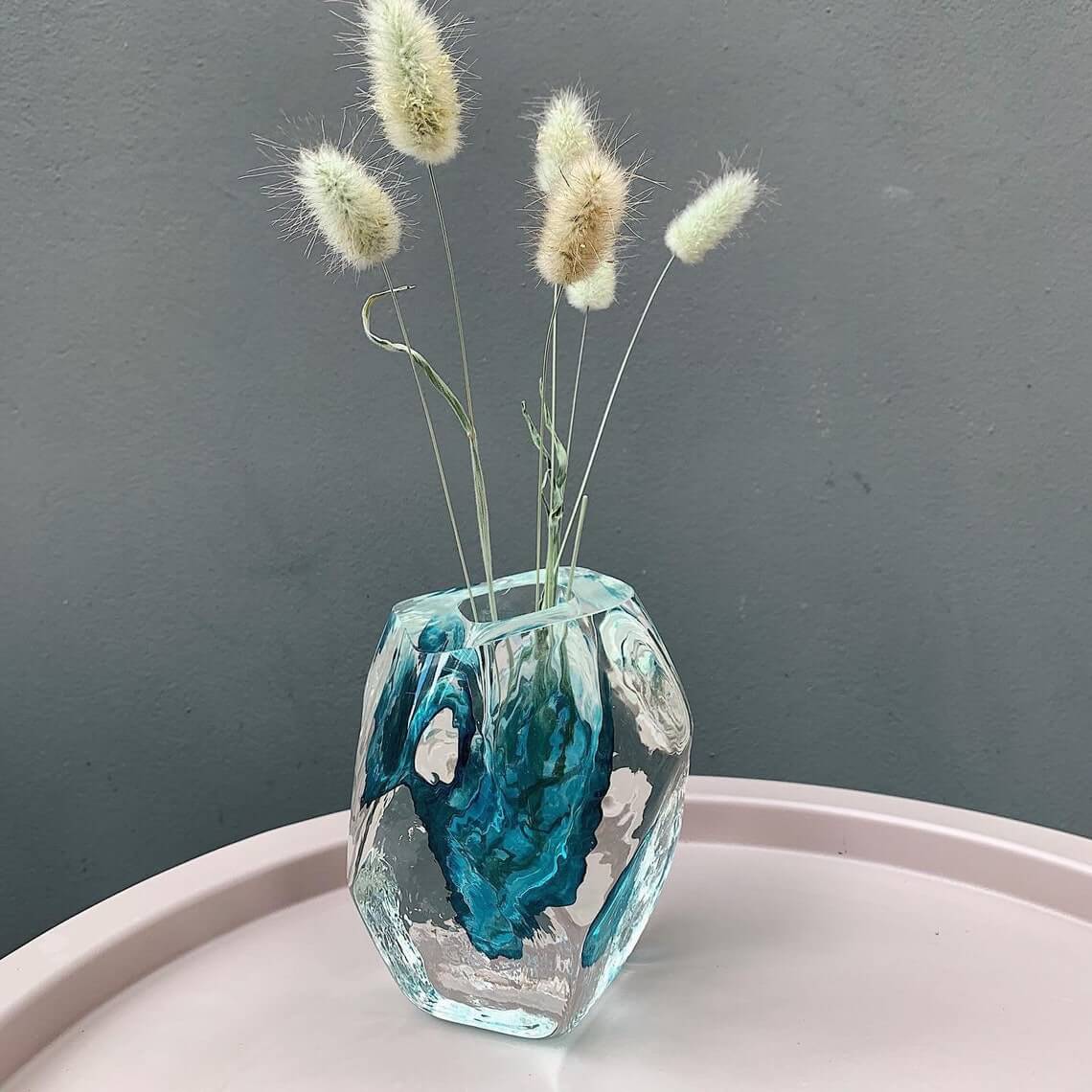 Frozen Solid Glass Art Vase