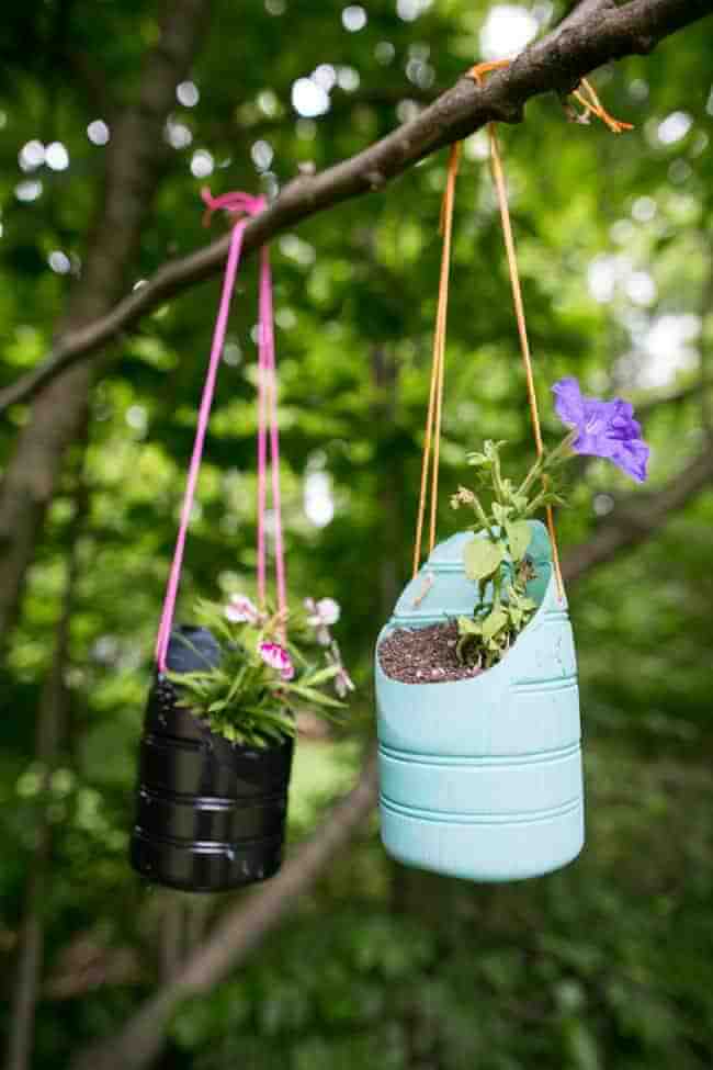 Recycled Containers as Playful Plastic Planters
