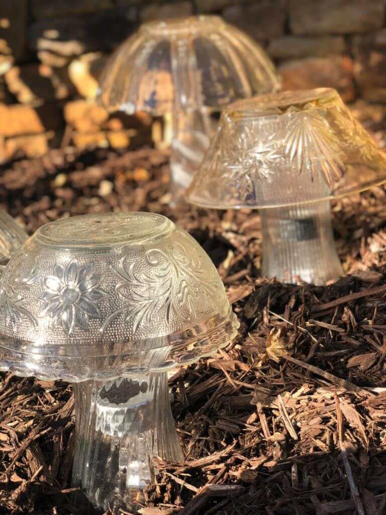 DIY Solar Glass Mushroom Decor