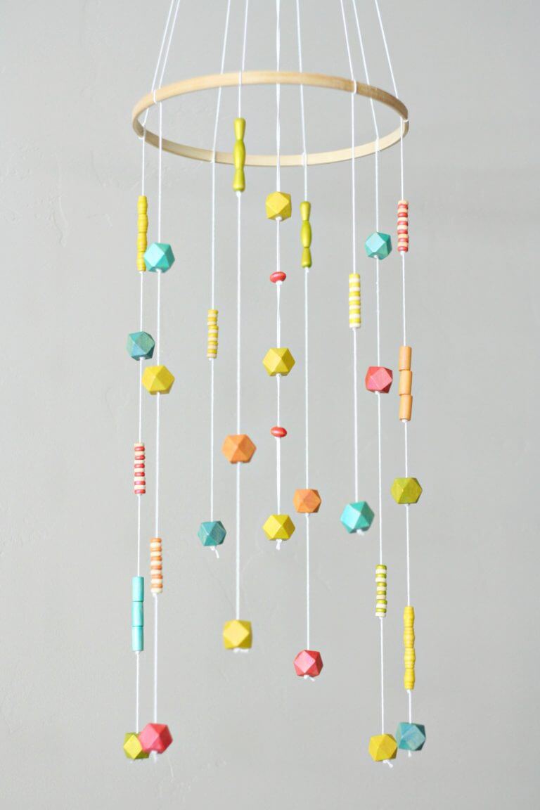 Vintage Colored Wooden Bead Baby Mobile