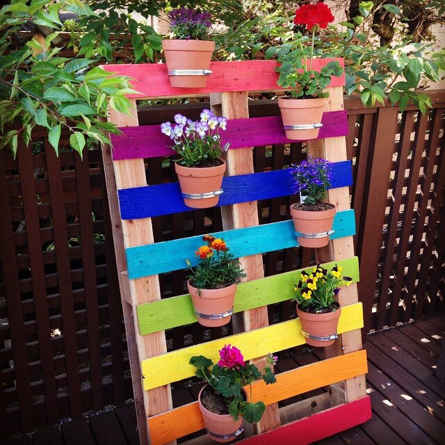 Painted Rainbow Recycled Pallet Planter