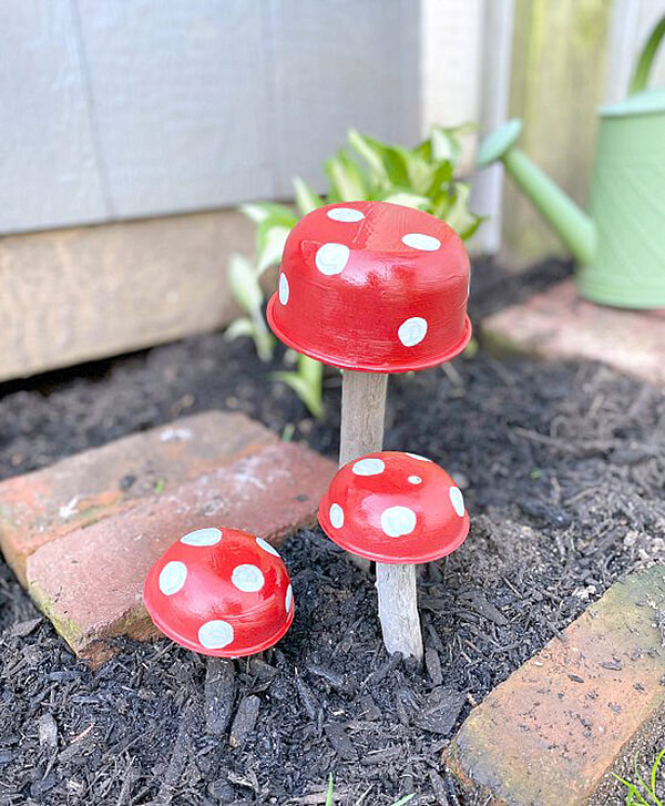 Vintage Tin Mushroom Garden Craft