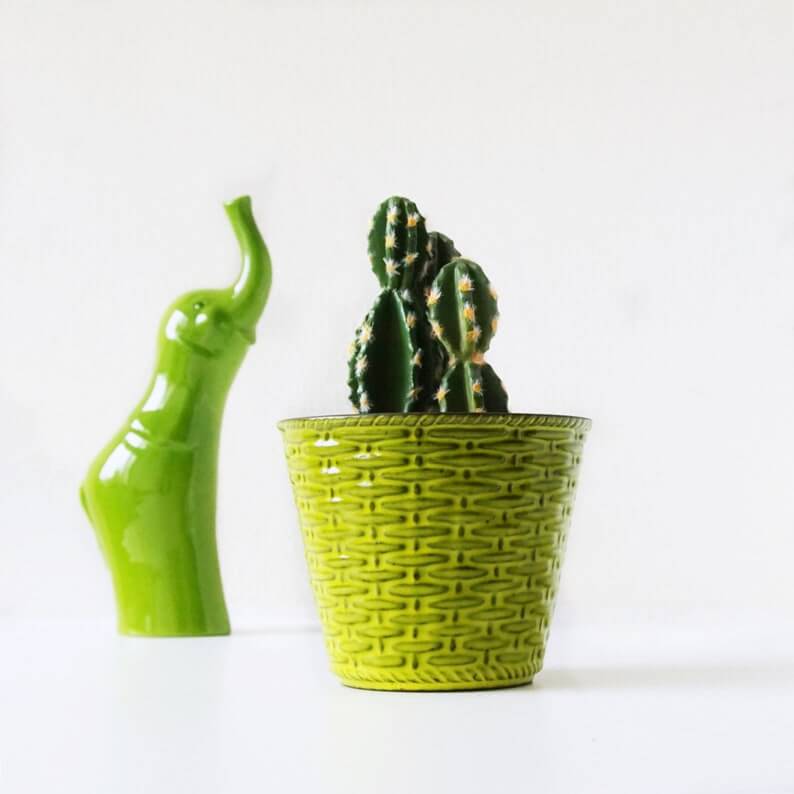 Midcentury Modern Lime Green Planter Pot