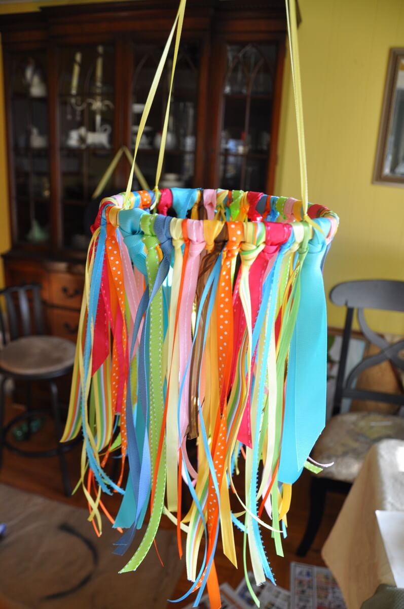 DIY Rainbow Ribbons Baby Mobile