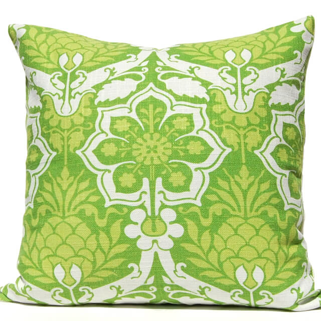 Lime Green Pineapple Damask Pillow