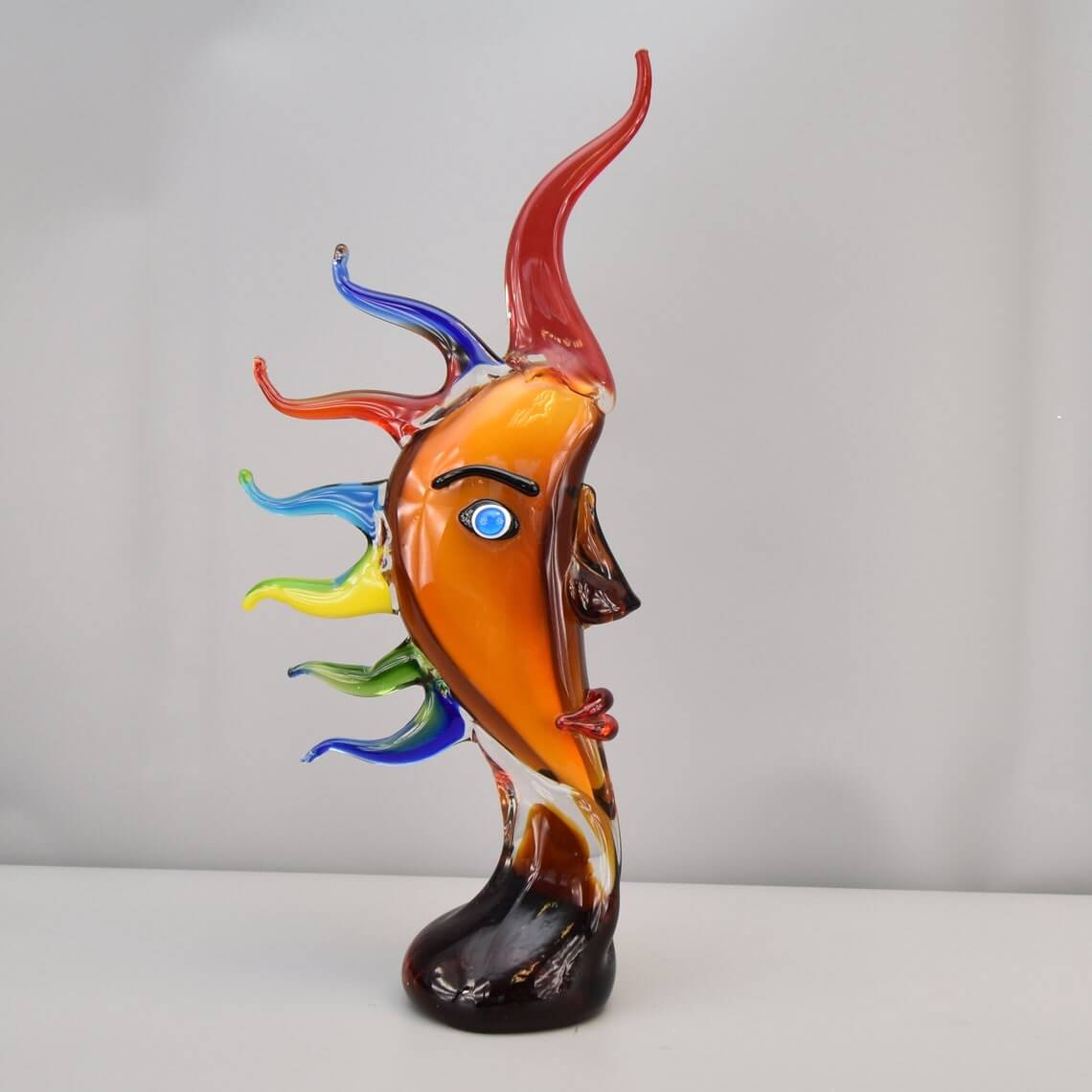 Murano Glass Sun Face Sculpture Figurine