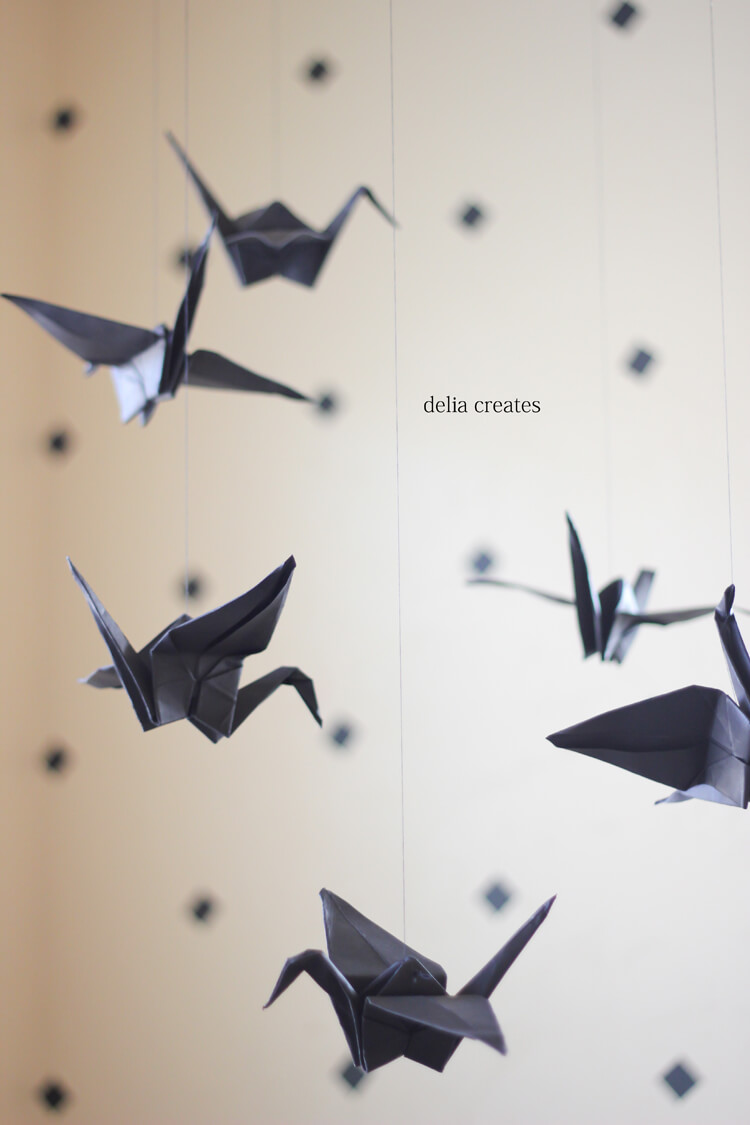 Dark DIY Paper Crane Mobile