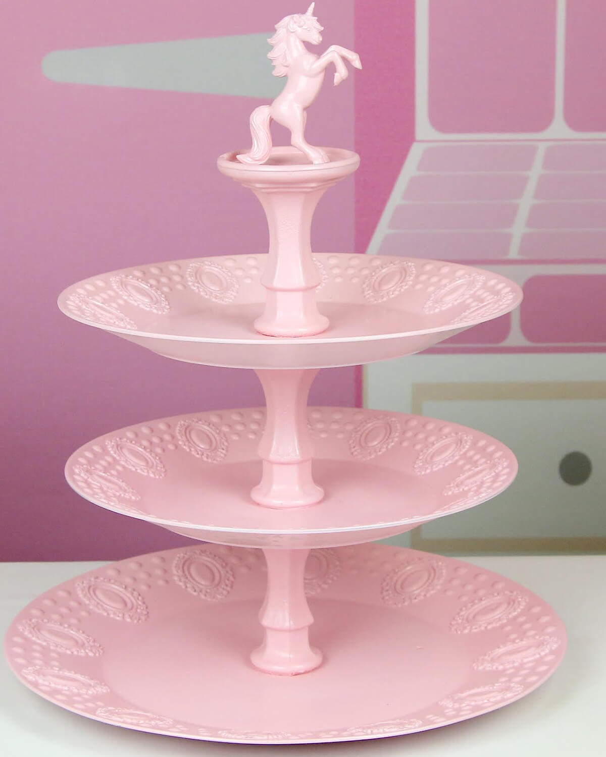 Pretty Pink Unicorn Tiered Cake Stand Display