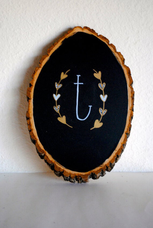 Custom Initial Wood Slice Sign