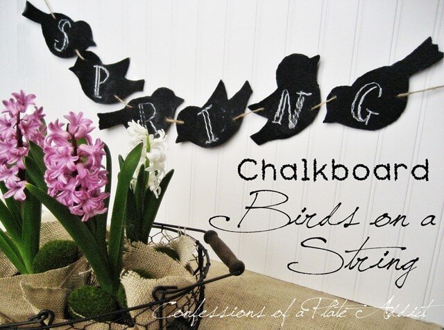 Chalkboard Painted Hanging Birds Design