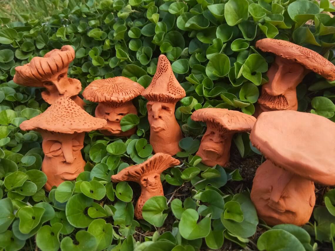 Quirky Handmade Terracotta Mushroom Characters