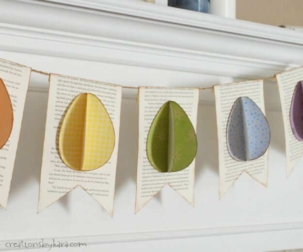 Three-Dimensional Easter Egg Book Page Garland