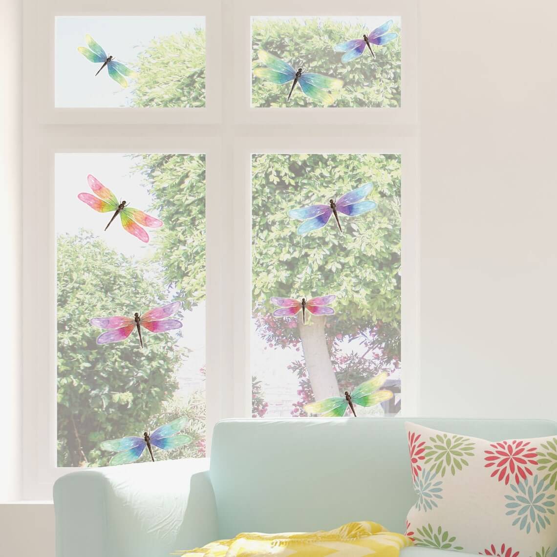 Set of 12 Iridescent Dragonfly Window Adhesives