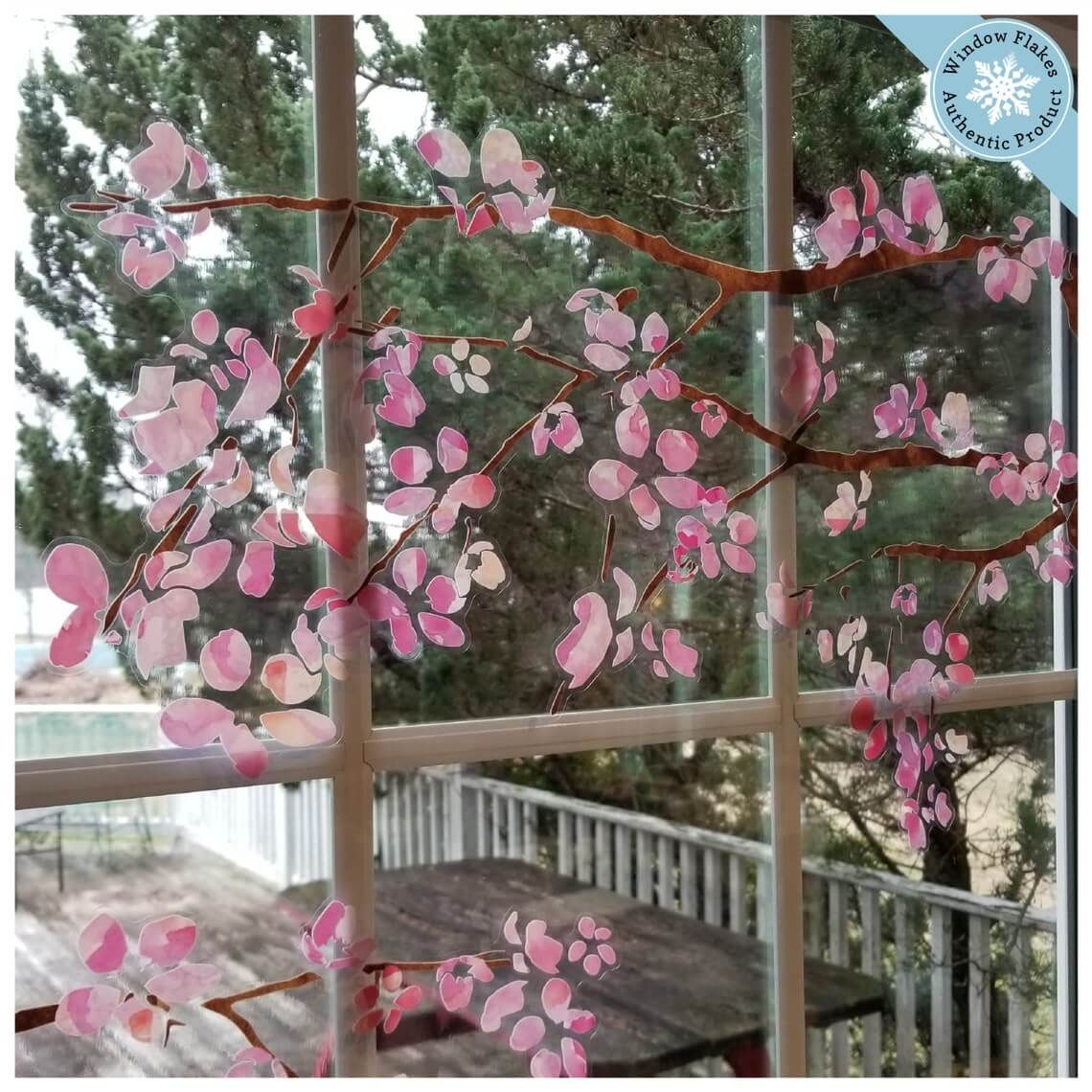Cherry Branch Window Clings Bedecked with Blossoms