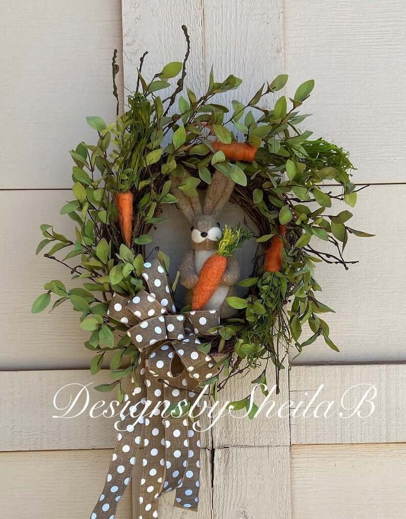 Gorgeous Garden Bunny and Carrots Wreath