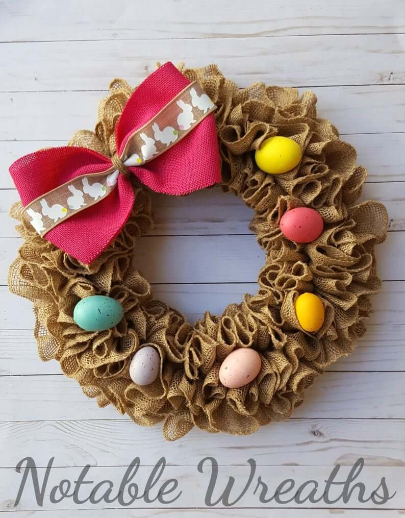 Burlap Bunny Bow Easter Wreath