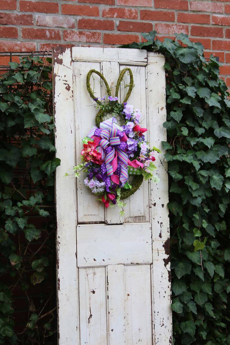 Bunny Shaped Wreath with Pretty Ribbons