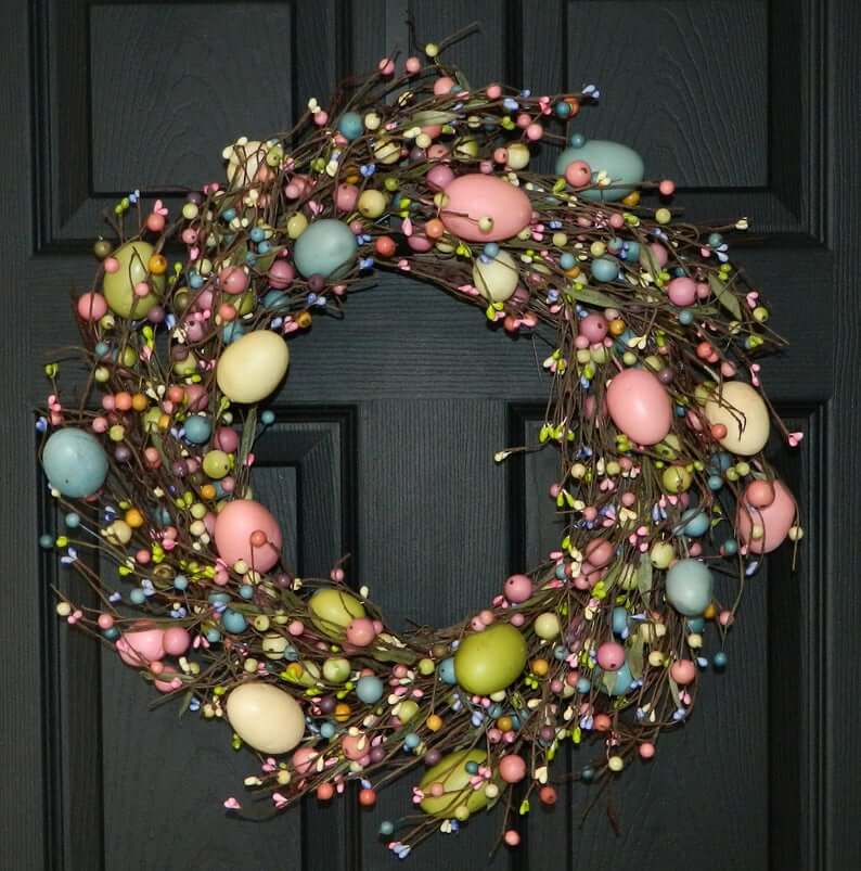 Beaded Berry and Easter Egg Wreath