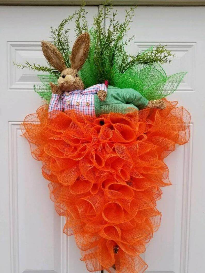 Lazy Bunny on Carrot Wreath