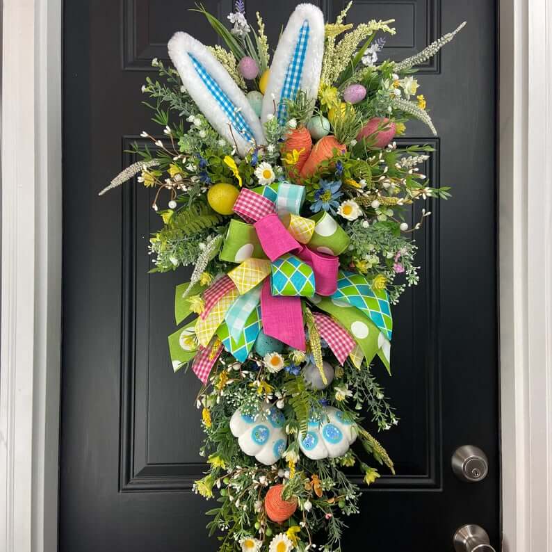 Hidden Bunny Floral Easter Swag