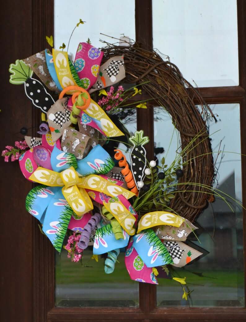 Mixed-Up Ribbon Trio Grapevine Wreath