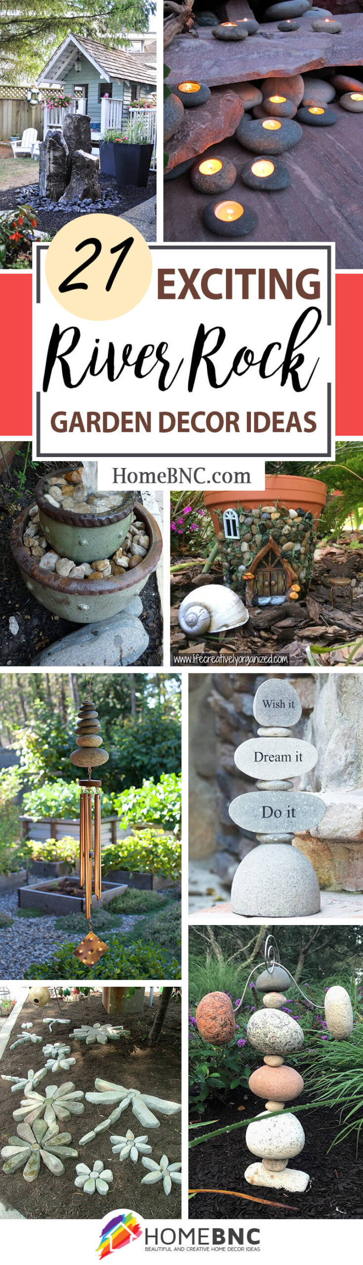 River Rock and Stone Garden Decorating Ideas