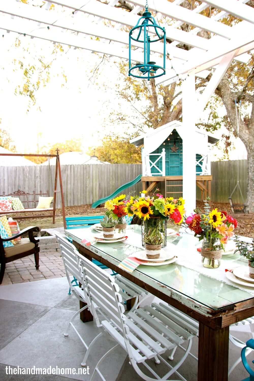 Unique Repurposed Old Door and Glass Table