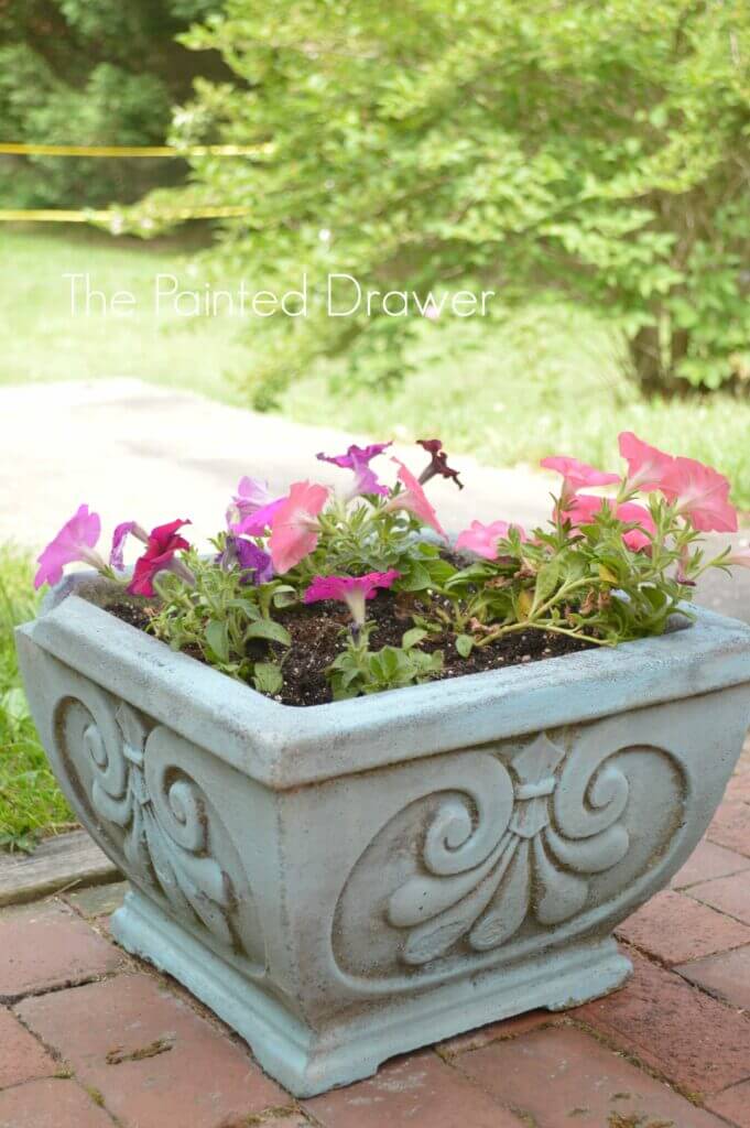 French Country Chic Concrete Planter Refresh