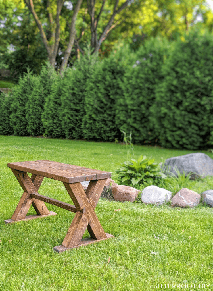 Small Wooden Outdoor DIY Farmhouse Bench