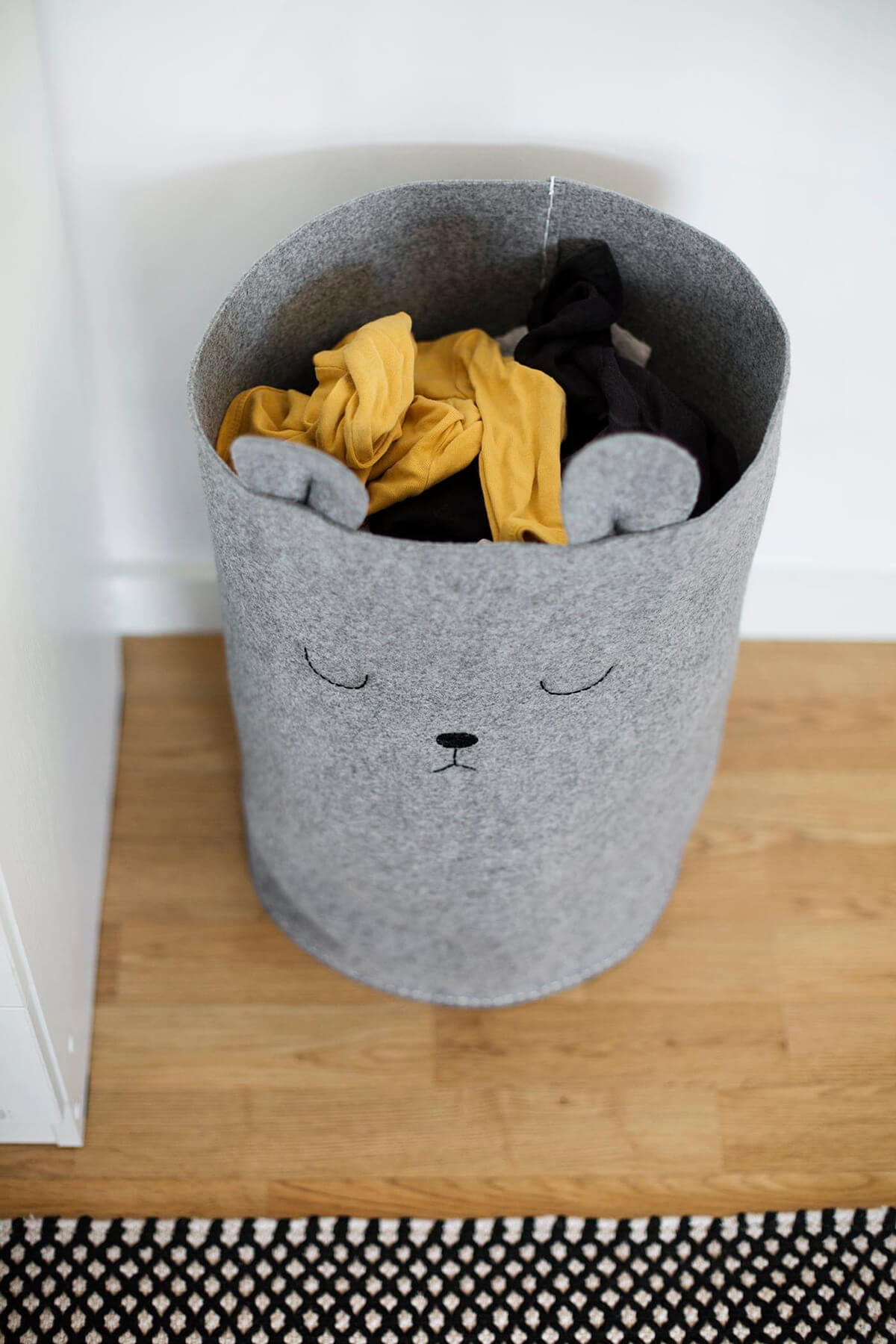 Slumbering Bear Felt Laundry Hamper