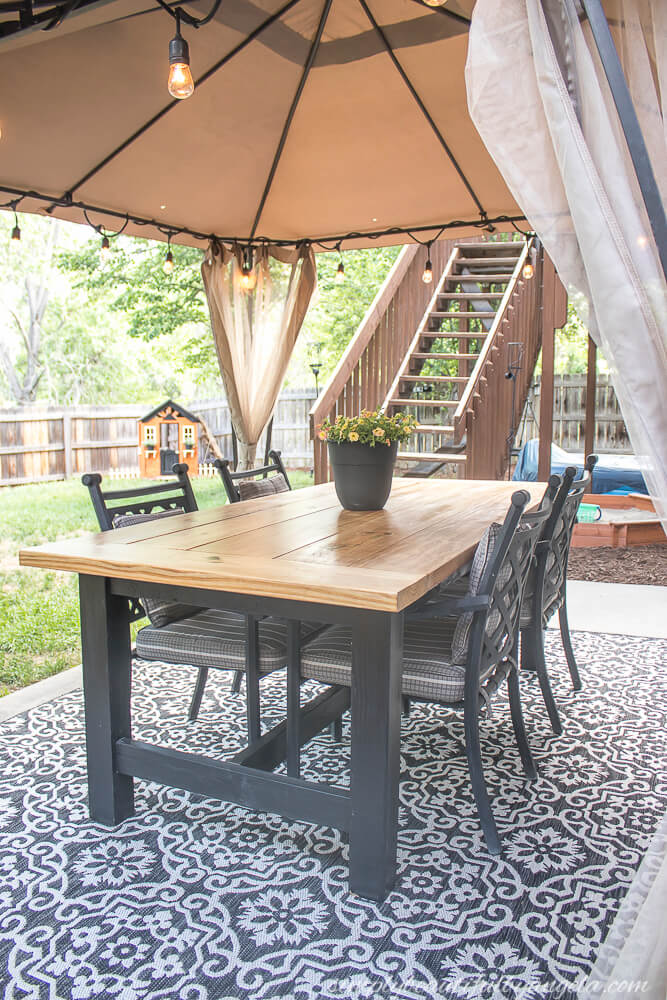 Modern Rustic Wood and Black Outdoor Table