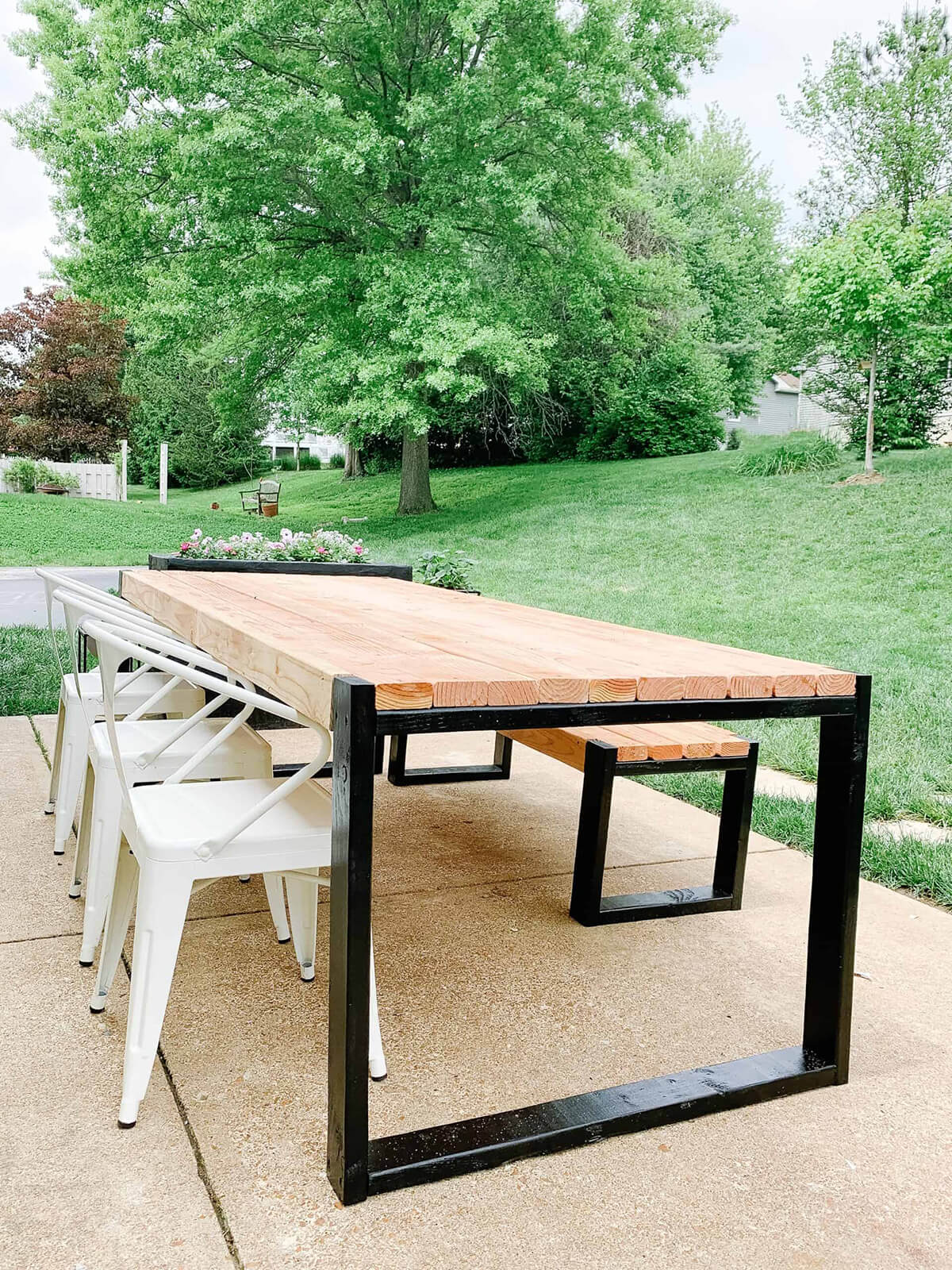 Long Family Style Outdoor Wooden Dining Table