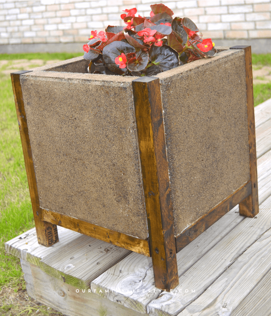 Cedar and Concrete Paver Planter