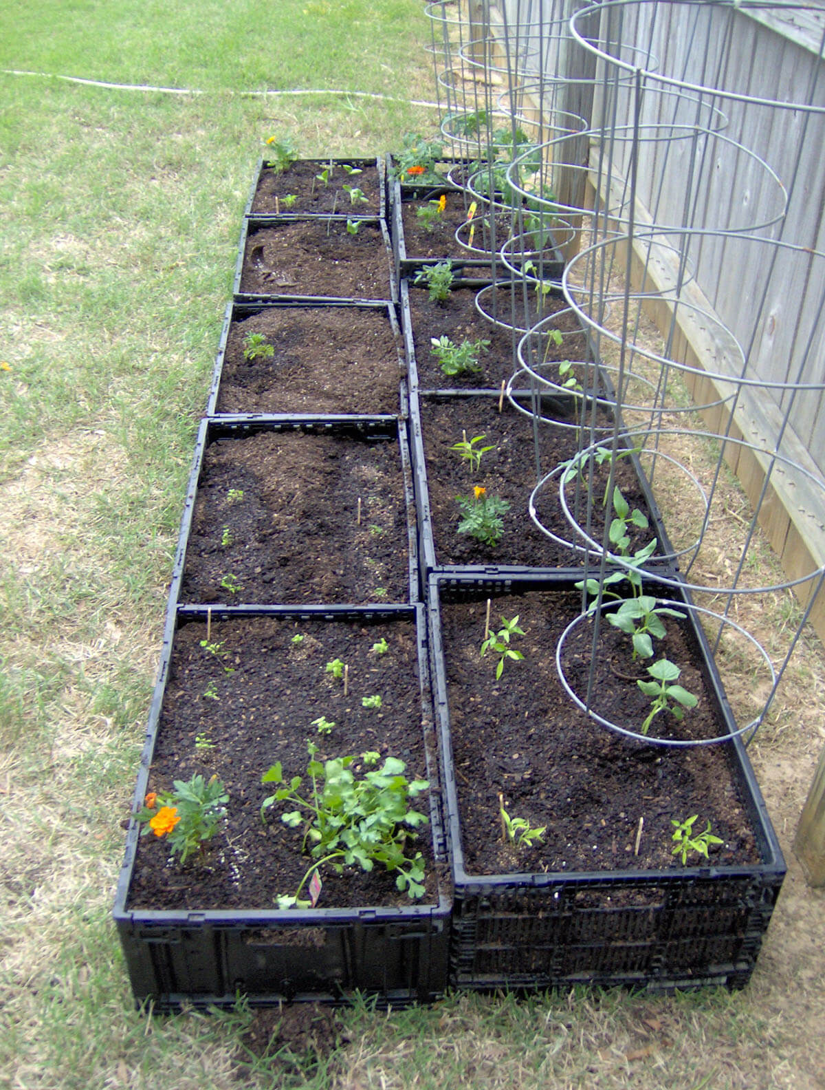 Space Saving Square Foot Garden with Crates
