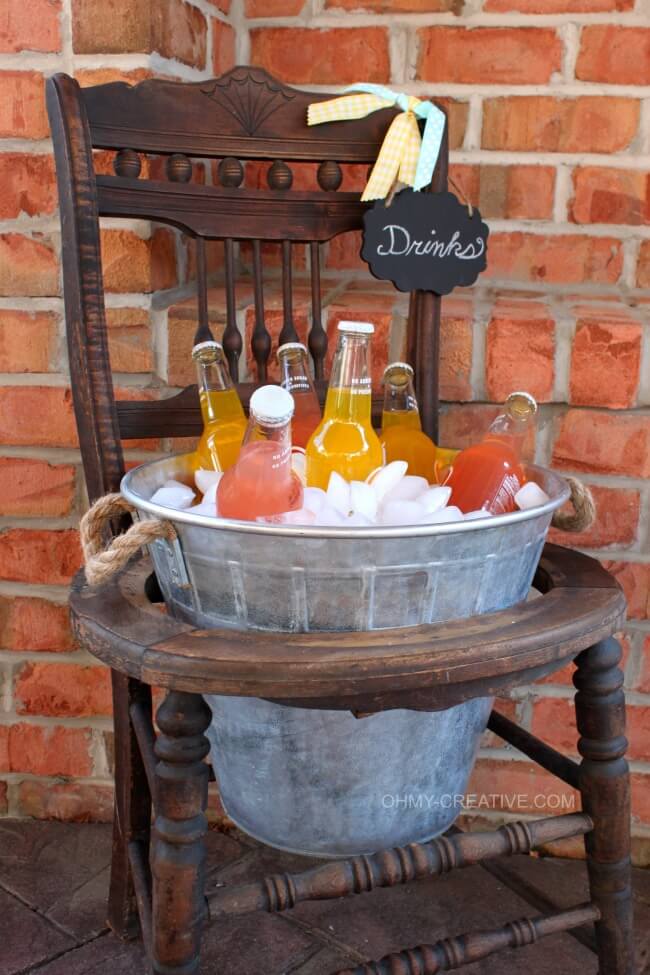 Upcycled Vintage Chair Beverage Stand